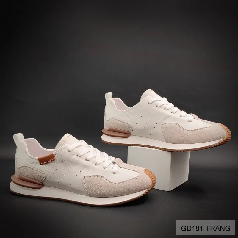 GD181 - Giày Nam Thể Thao Da Thật Đế Mềm Phối Màu Trắng Đen - ảnh 6