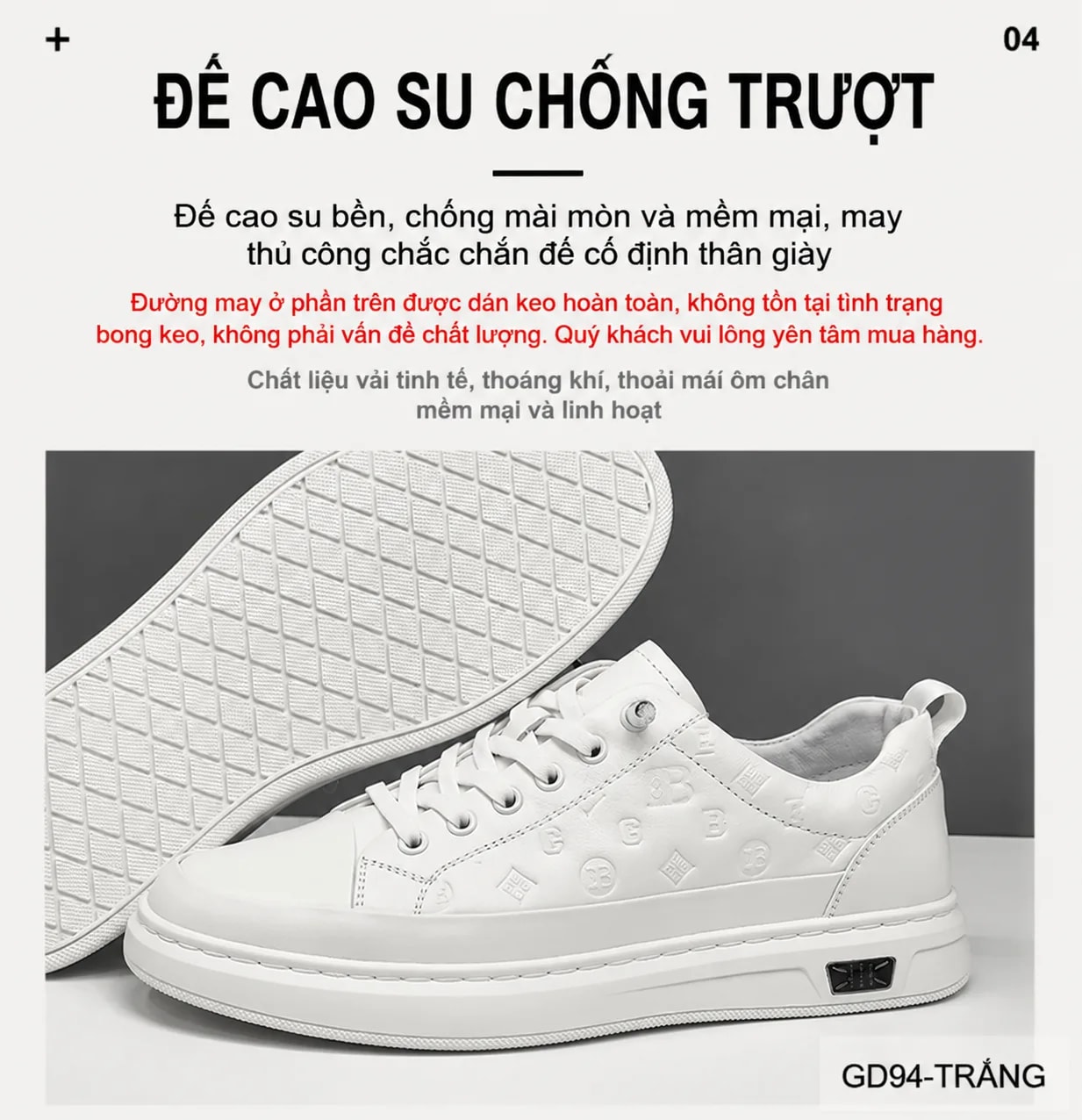 GD94 - Giày thể thao nam da thật cao cấp phối màu trắng đen thời trang - ảnh 6