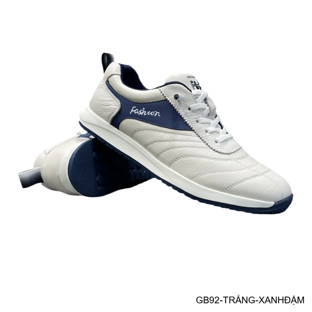GB92 - Giày thể thao nam da bò trắng phối màu, phong cách thời trang thường ngày, đế bằng êm ái - ảnh 4