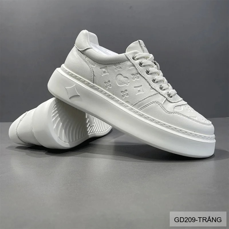GD209 - Giày thể thao nam da thật trắng, đế cao êm ái, phong cách thời trang năng động - ảnh 8