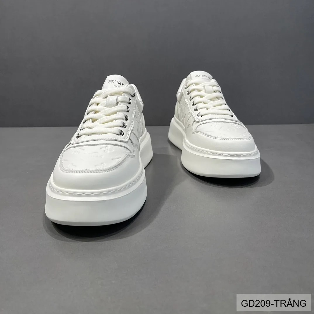 GD209 - Giày thể thao nam da thật trắng, đế cao êm ái, phong cách thời trang năng động - ảnh 5