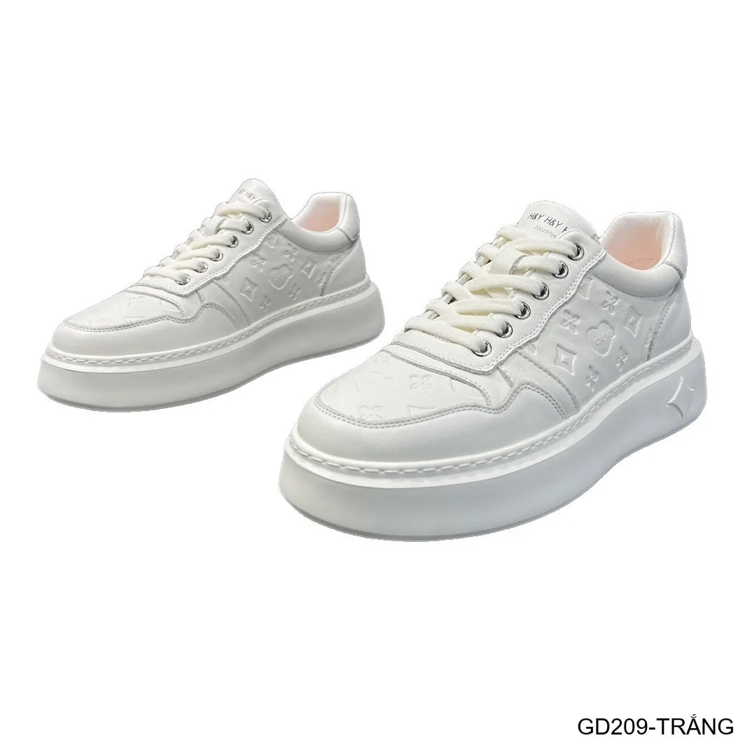 GD209 - Giày thể thao nam da thật trắng, đế cao êm ái, phong cách thời trang năng động - ảnh 7