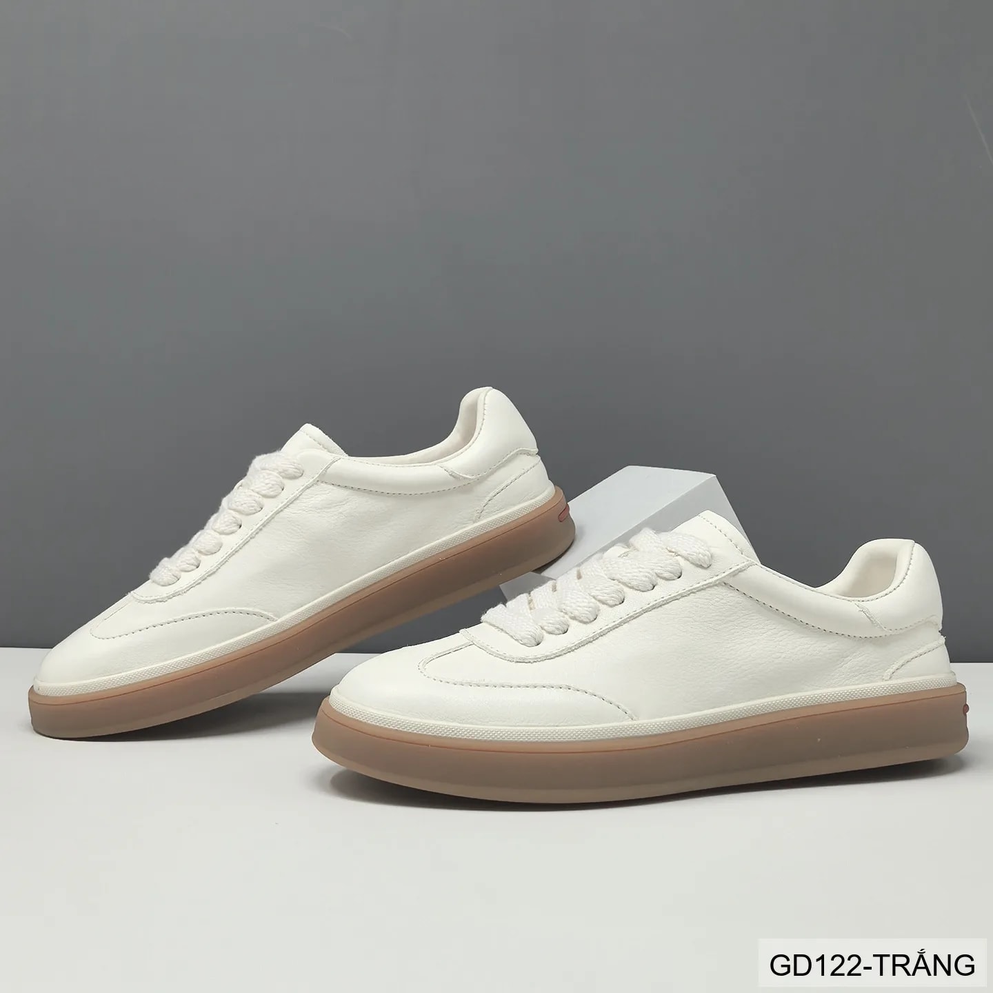 GD122 - Giày thể thao nam da thật trắng, kiểu dáng châu Âu, thoáng khí, đế cao su êm ái - ảnh 6