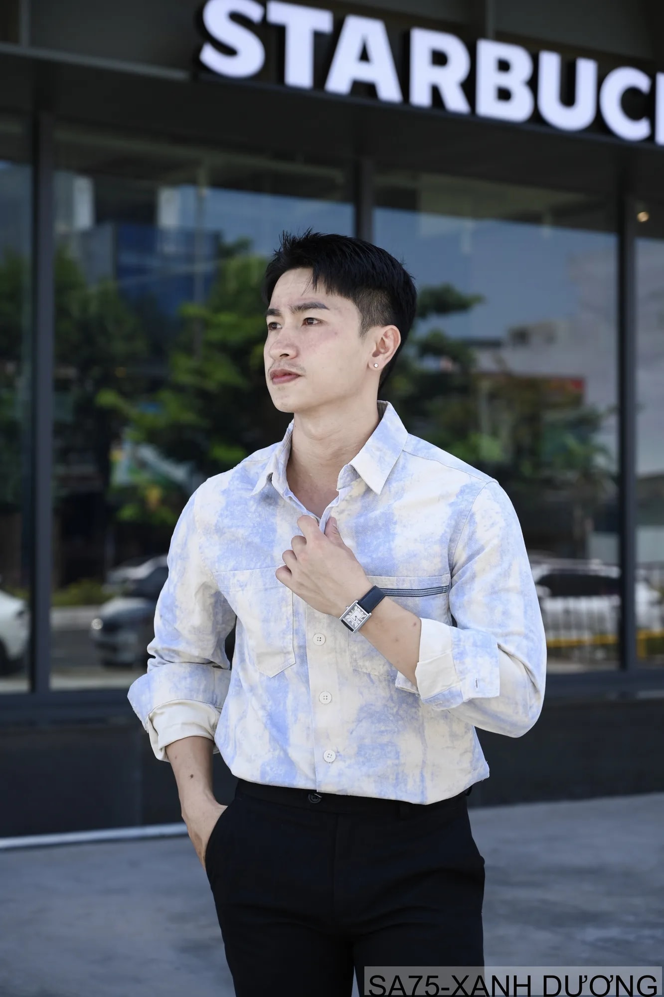 SA75 - Áo Sơ Mi Nam Dài Tay In Họa Tiết Phong Cách Nhật Bản Chất Cotton Mềm Mại - ảnh 3