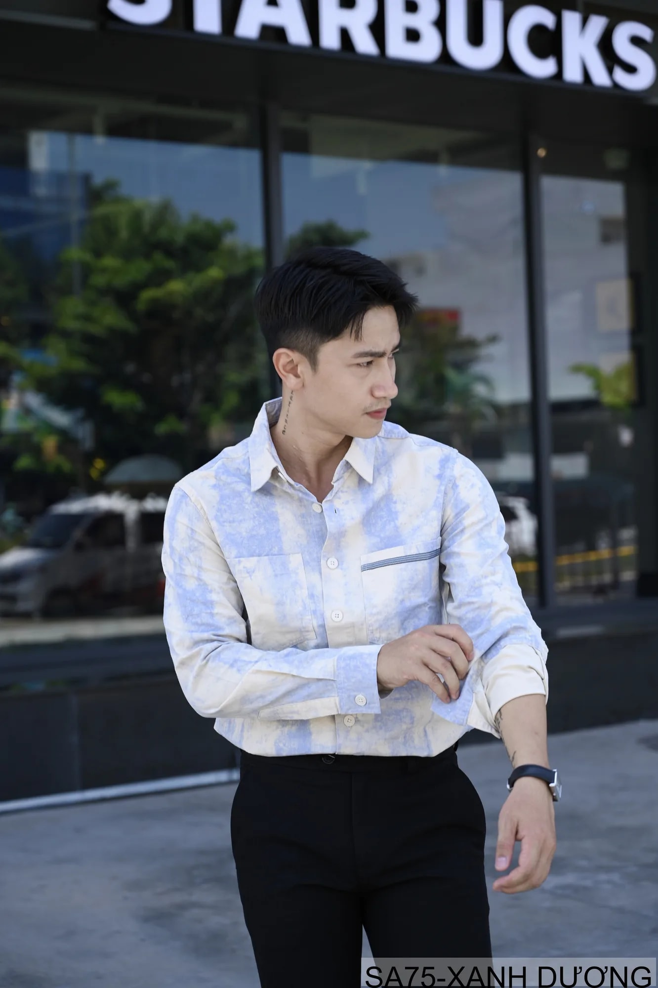 SA75 - Áo Sơ Mi Nam Dài Tay In Họa Tiết Phong Cách Nhật Bản Chất Cotton Mềm Mại - ảnh 7