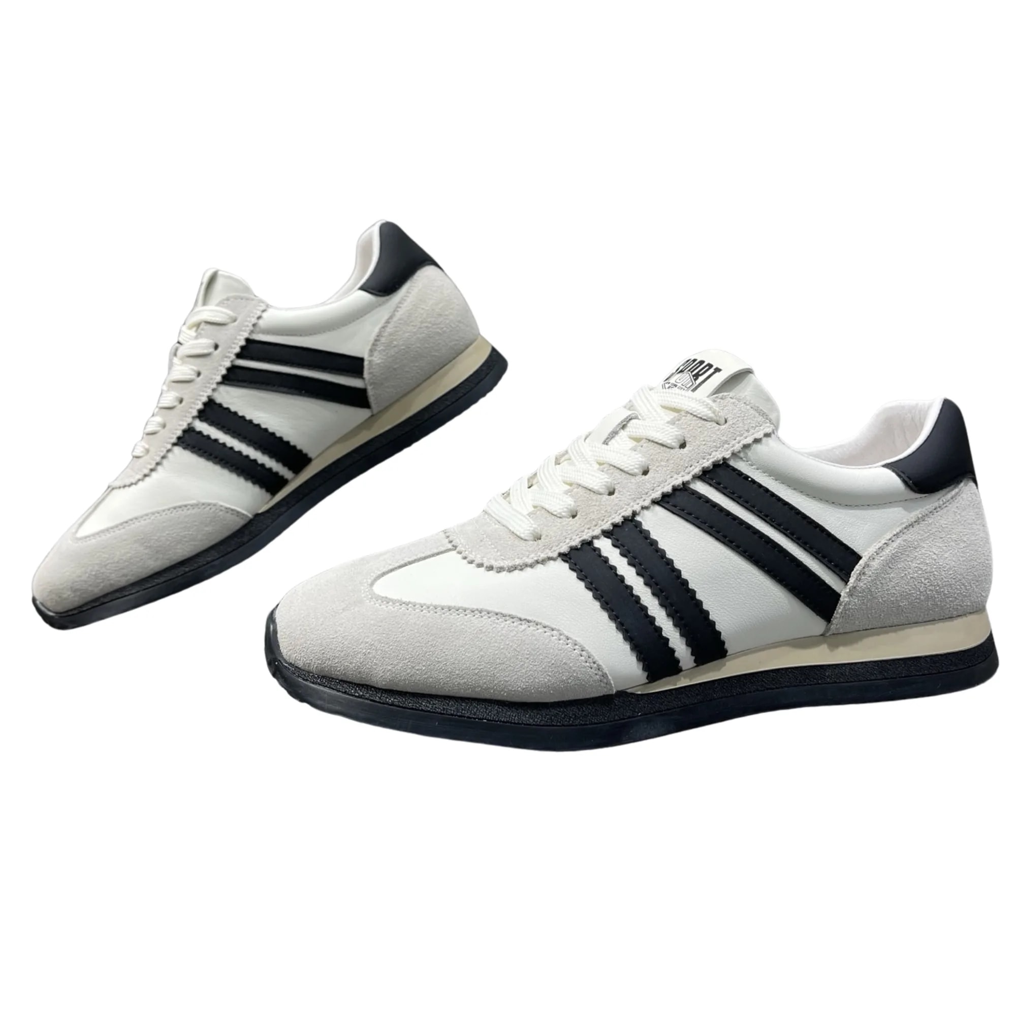 GB31 - Giày thể thao nam da thật kiểu dad shoes, đế bằng, thoáng khí, phối màu trắng đen kaki - ảnh 6