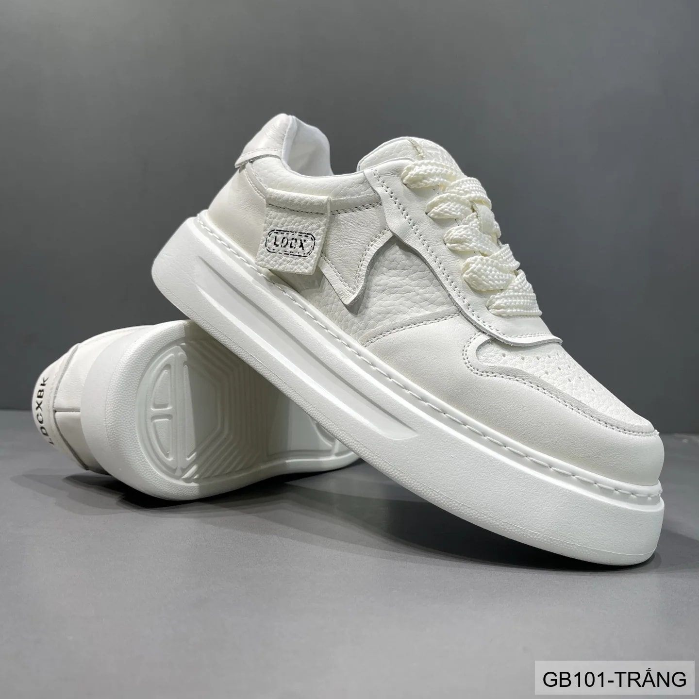 GB101 - Giày nam trắng đế dày kiểu dad shoes da thật thời trang 2025 - ảnh 3