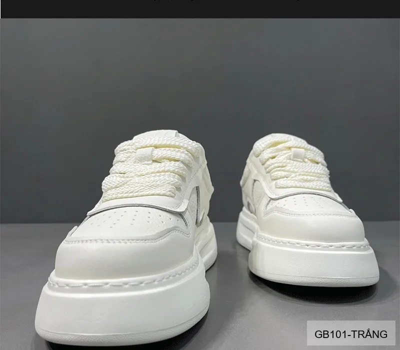GB101 - Giày nam trắng đế dày kiểu dad shoes da thật thời trang 2025 - ảnh 7