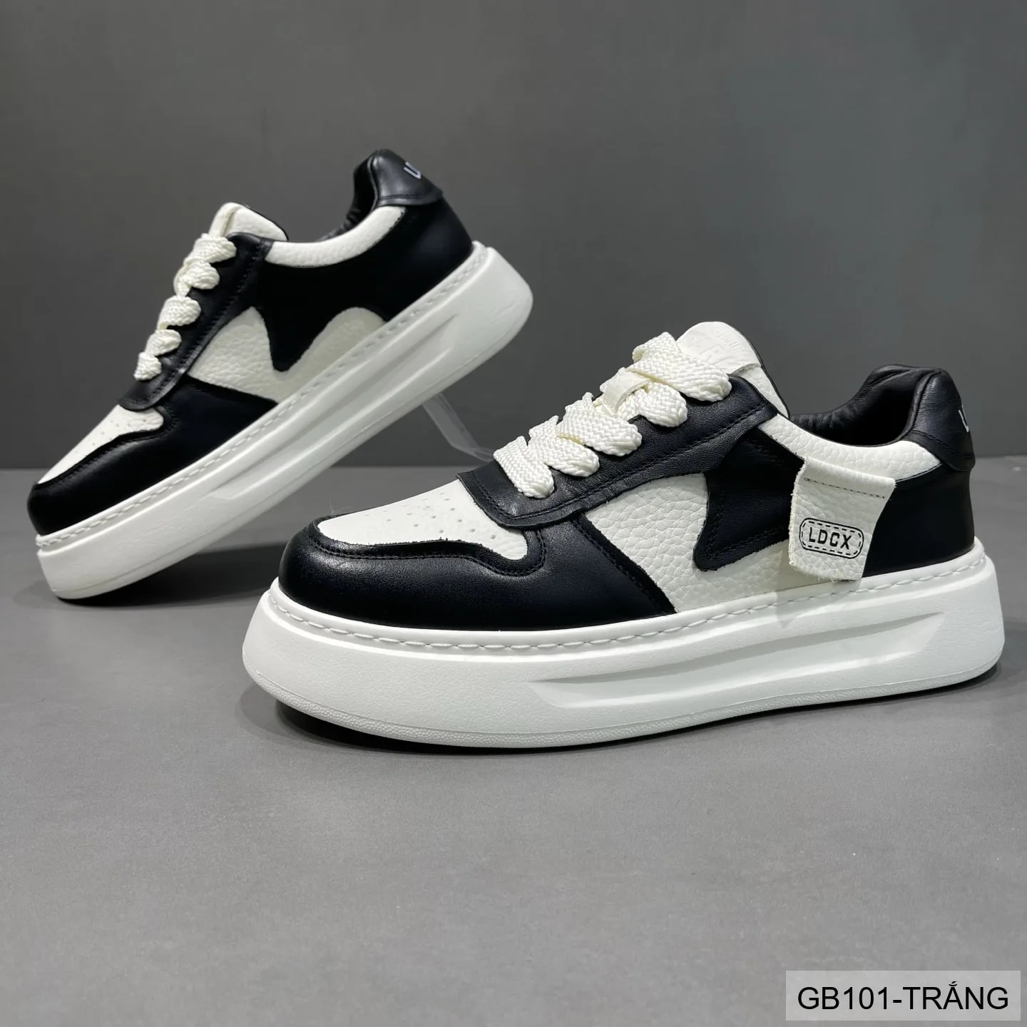 GB101 - Giày nam trắng đế dày kiểu dad shoes da thật thời trang 2025 - ảnh 6