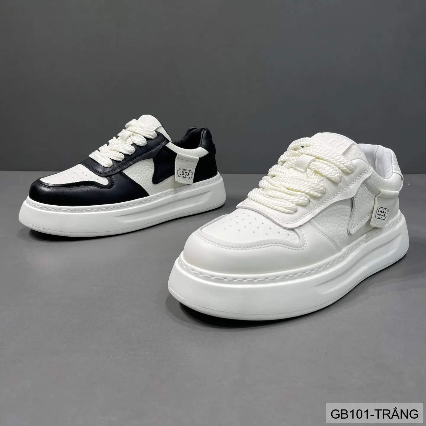 GB101 - Giày nam trắng đế dày kiểu dad shoes da thật thời trang 2025 - ảnh 4