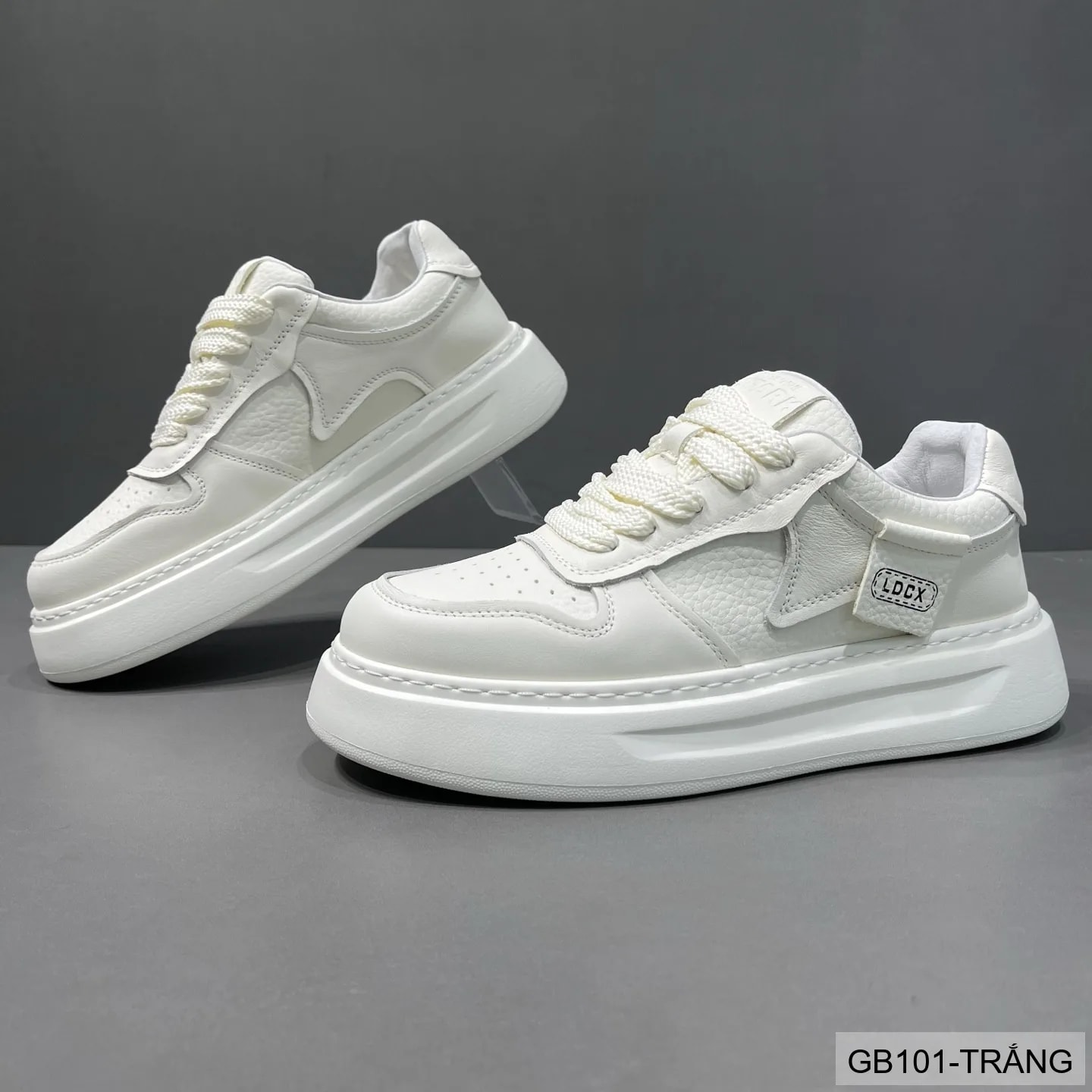 GB101 - Giày nam trắng đế dày kiểu dad shoes da thật thời trang 2025 - ảnh 5