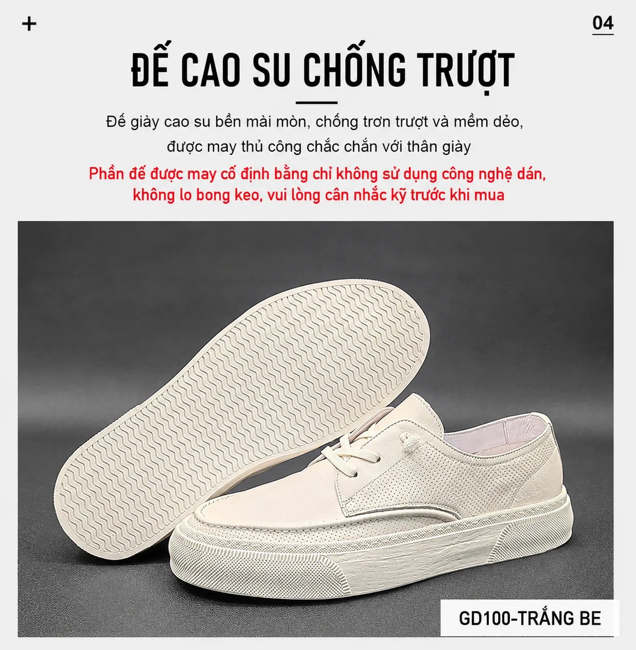 GD100 - Giày Nam Da Bò Trắng Be Phong Cách Thời Trang - ảnh 9