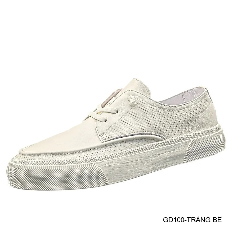 GD100 - Giày Nam Da Bò Trắng Be Phong Cách Thời Trang - ảnh 7