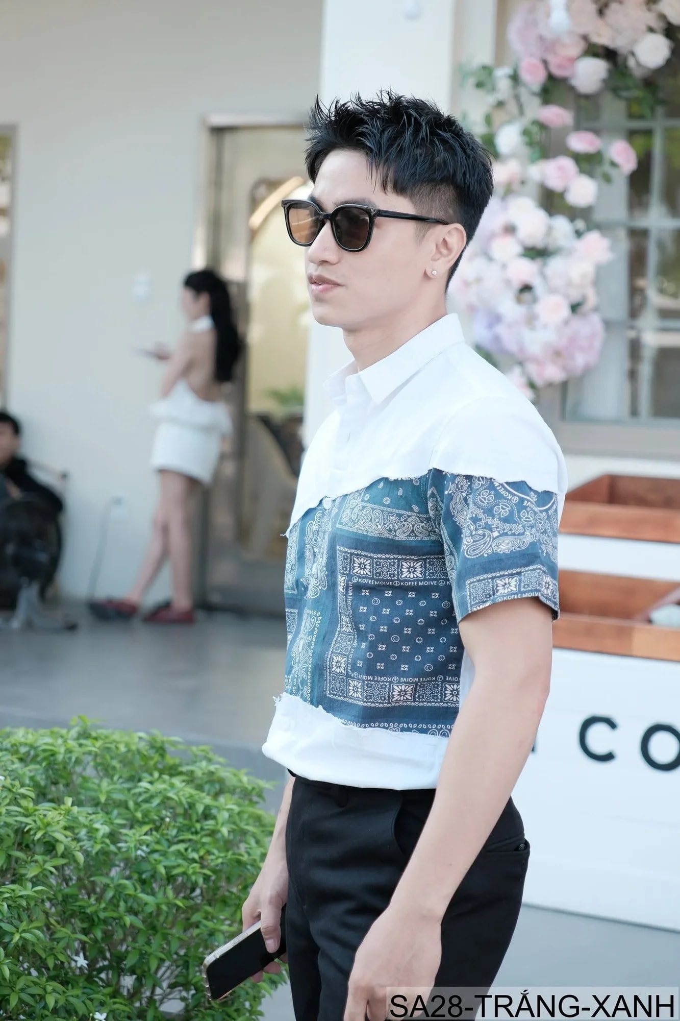 SB2 - Áo sơ mi nam ngắn tay phối màu bandana, cotton mát mẻ, dáng rộng streetwear mùa hè - ảnh 4