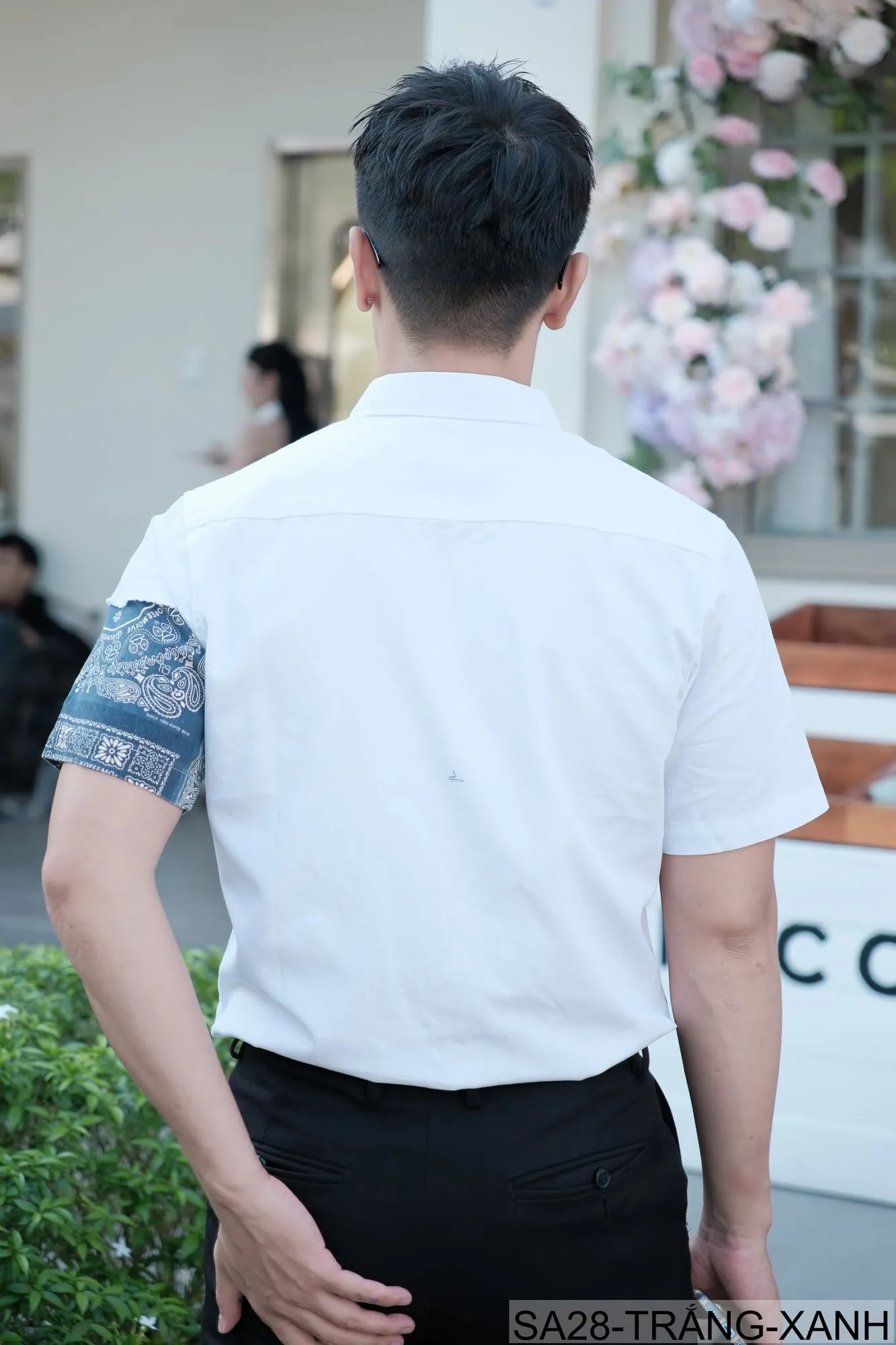 SB2 - Áo sơ mi nam ngắn tay phối màu bandana, cotton mát mẻ, dáng rộng streetwear mùa hè - ảnh 3