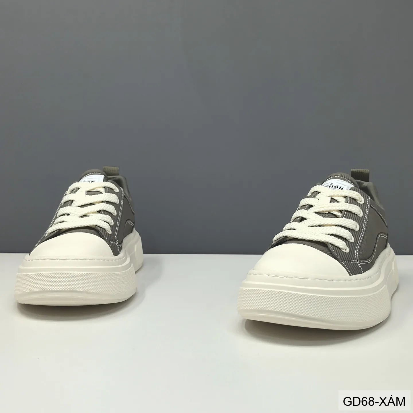 GD68 - Giày vải nam đế dày tăng chiều cao, phong cách retro thời thượng, màu Xám & Đen - ảnh 5