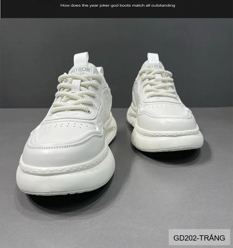 GD202 - Giày thể thao nam da trắng đế dày tăng chiều cao, thoáng khí, phong cách châu Âu - ảnh 8