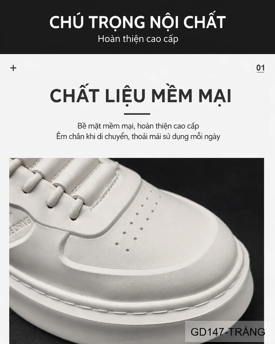 GD147 - Giày thể thao nam trắng đế dày tăng chiều cao, da thật cao cấp phong cách châu Âu - ảnh 9