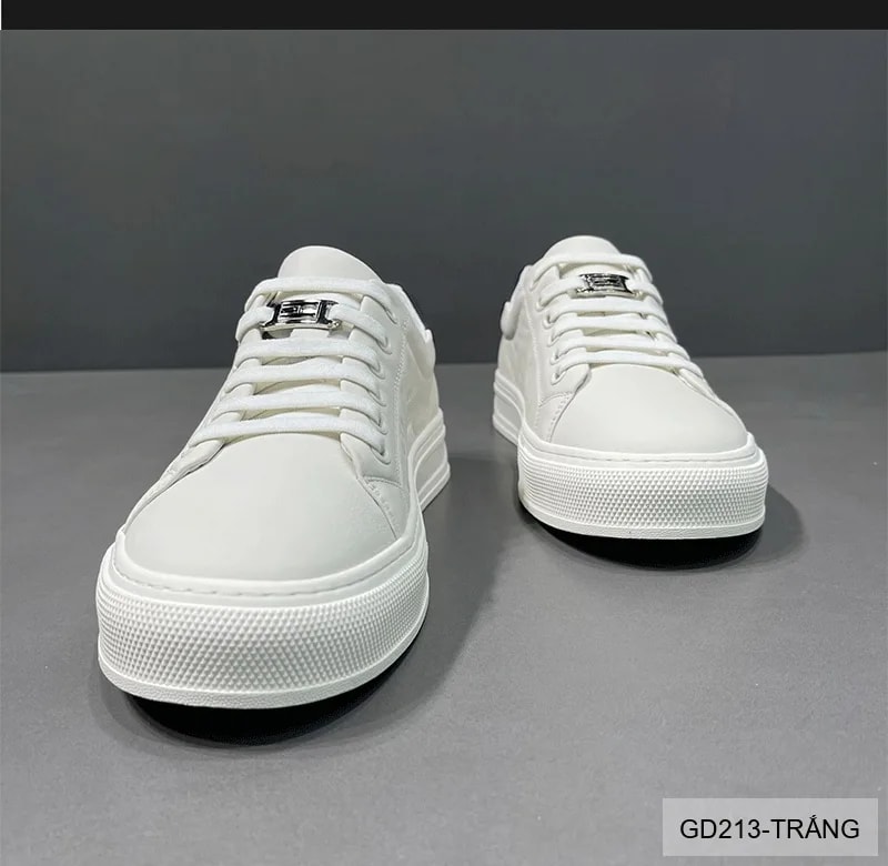 GD213 - Giày thể thao nam da bò cao cấp đế dày thoáng khí, kiểu dáng châu Âu, trắng đen sang trọng - ảnh 6