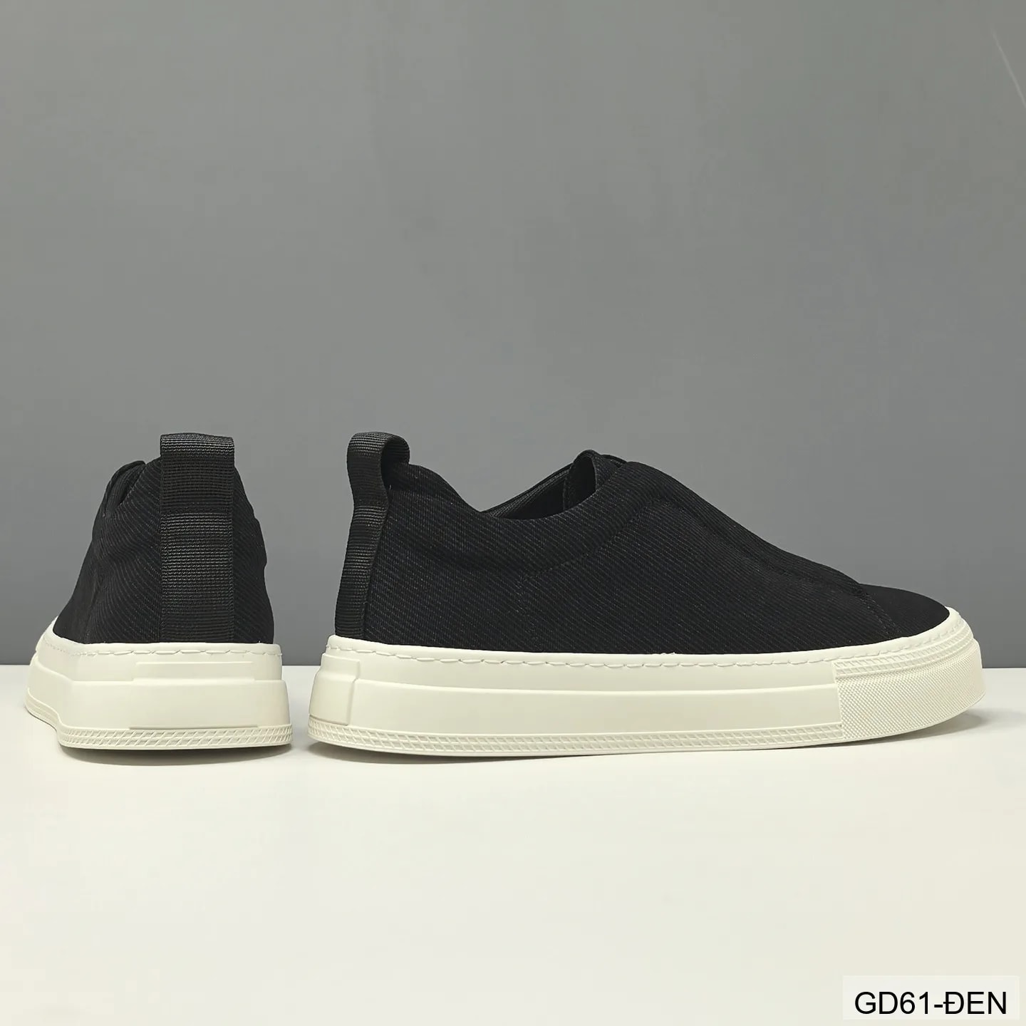GD61 - Giày thể thao nam kiểu lười, chất liệu vải thoáng khí, đế cao su êm ái, phối màu kaki và đen - ảnh 5