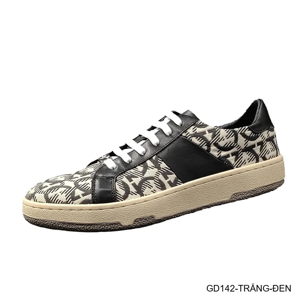 GD142 - Giày thể thao nam thời trang họa tiết logo, đế thấp êm chân, phối màu trắng đen - ảnh 8