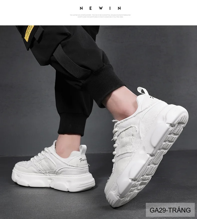 GA29 - Giày thể thao nam đế dày phong cách dad shoes màu trắng thời thượng - ảnh 7