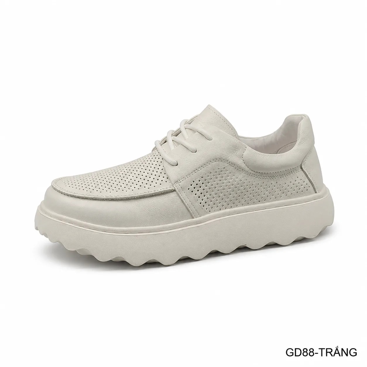 GD88 - Giày Nam Da Bò Thông Minh Đế Dày Thời Trang Mùa Hè Kaki Trắng