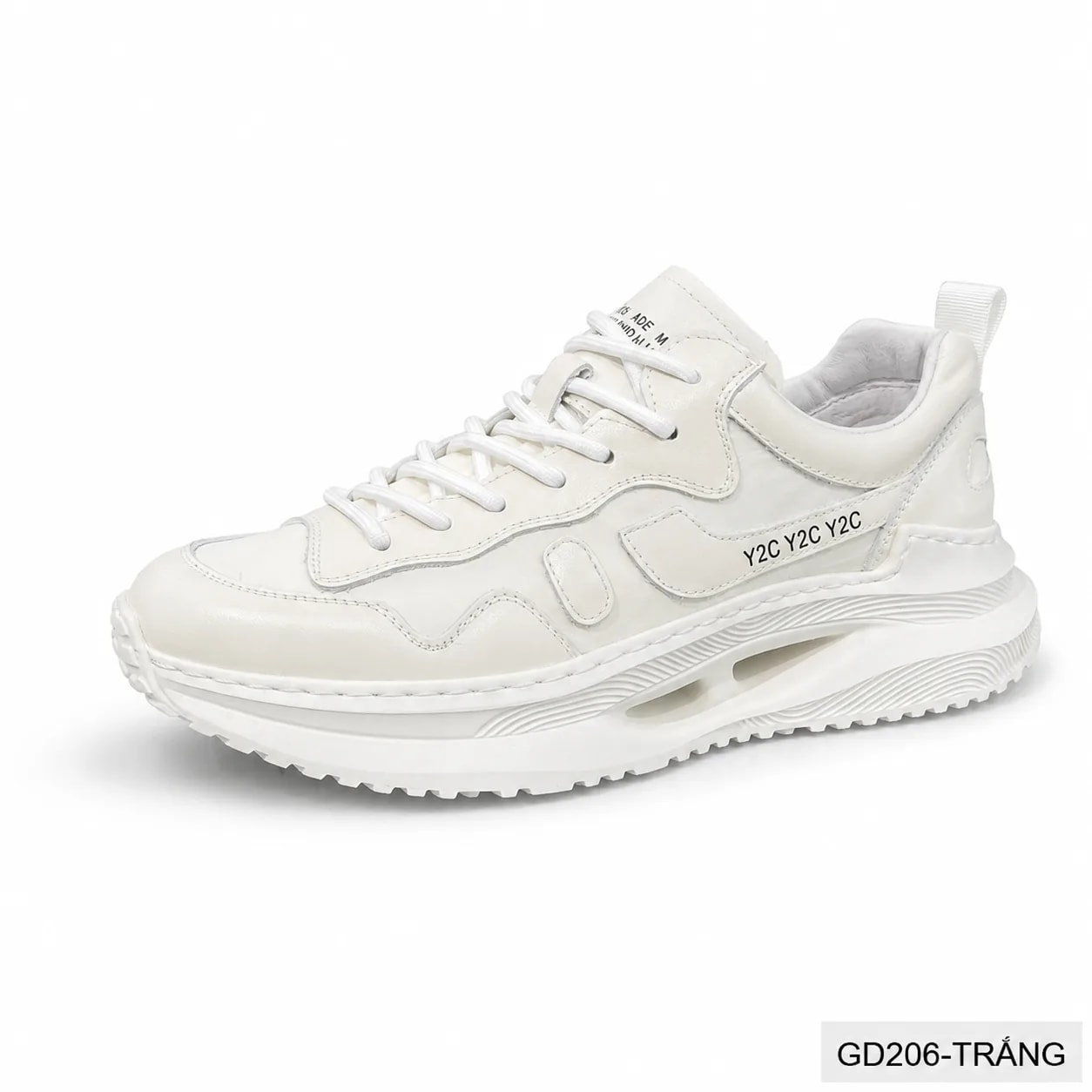 GD206 - Giày nam thể thao đế dày kiểu dad shoes da bò đầu, màu trắng thời thượng