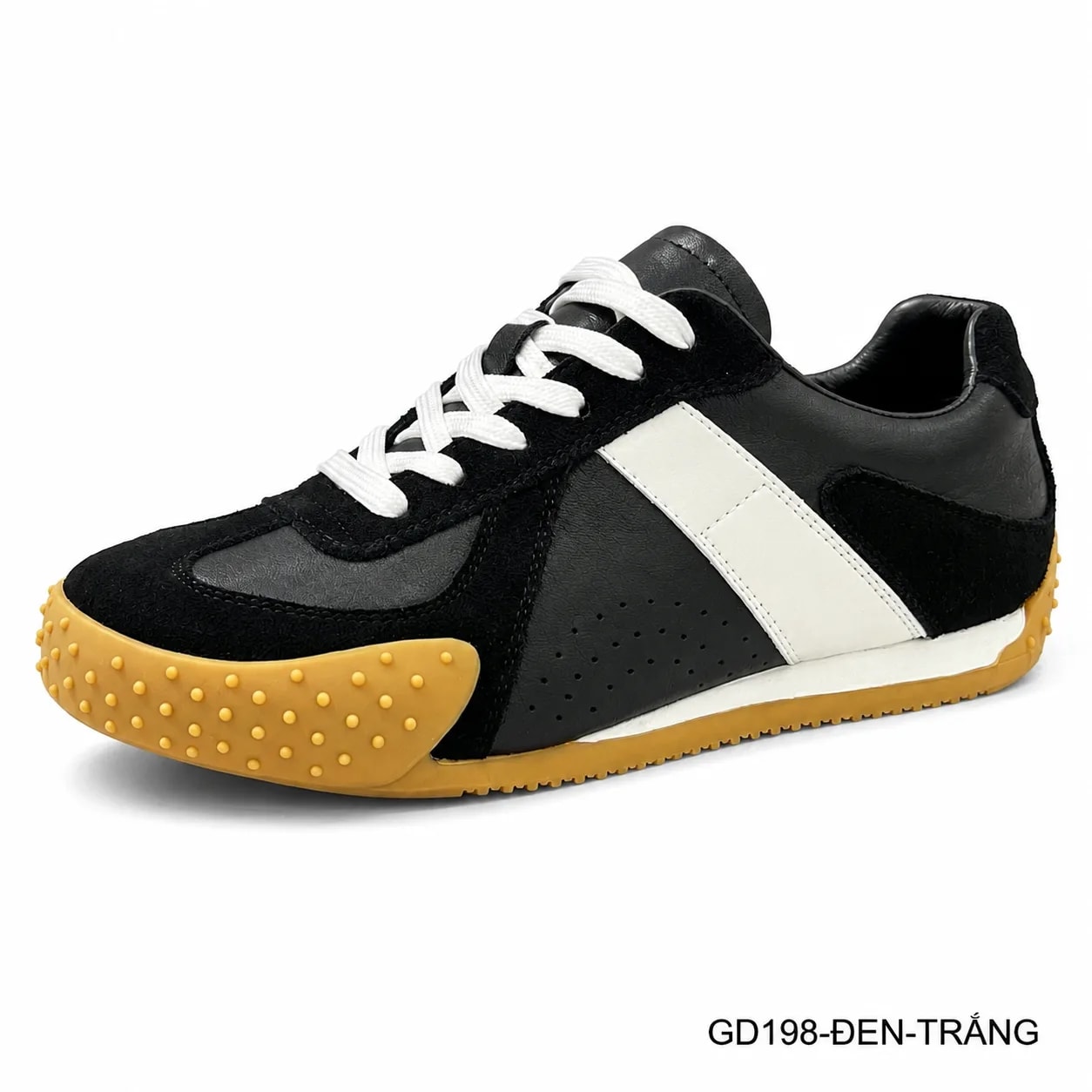 GD198 - Giày thể thao nam casual da bò cao cấp, phối màu thời thượng, đế cao su êm ái