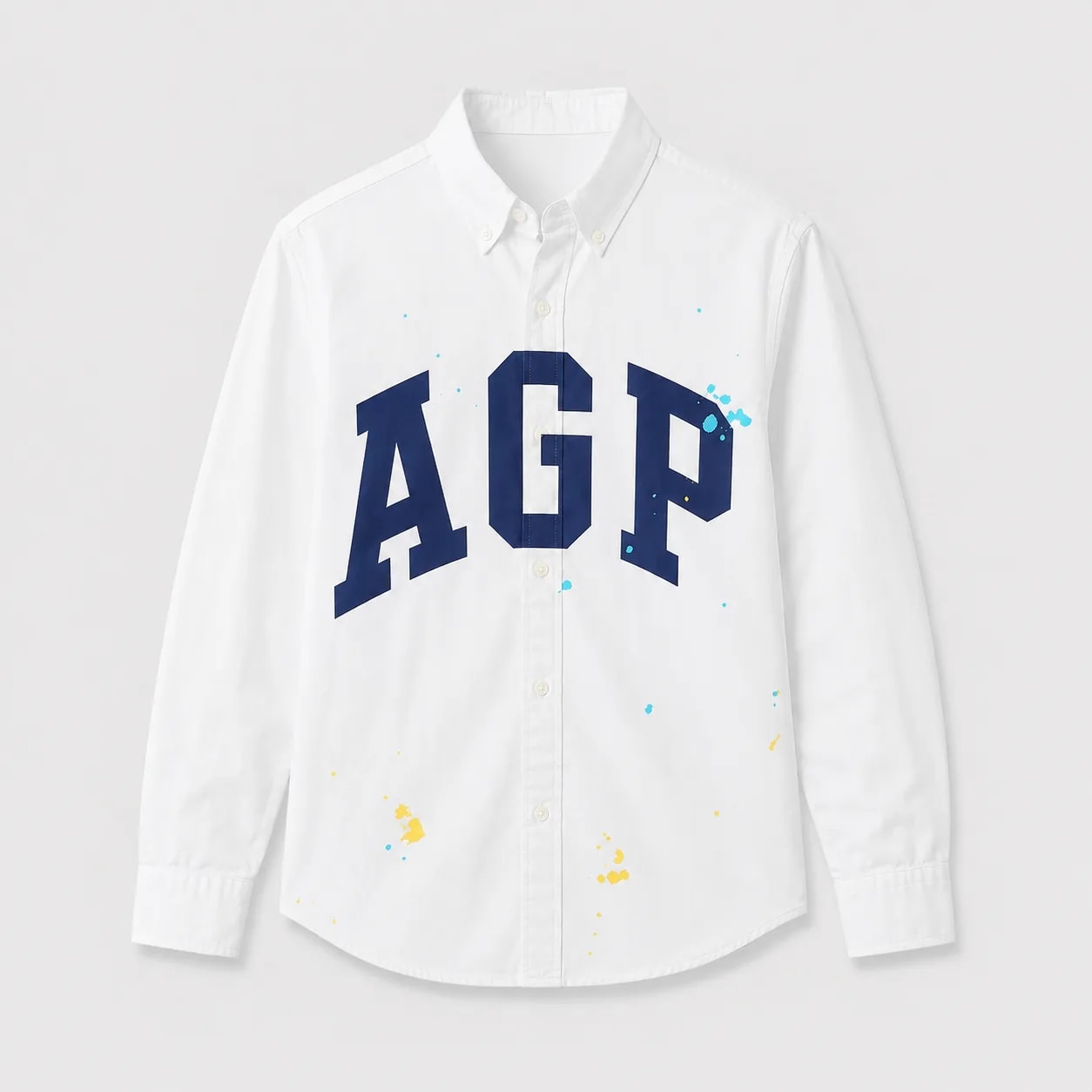 SA46 - Áo sơ mi nam dài tay in chữ AGP phong cách streetwear, dáng rộng, chất cotton thoải mái