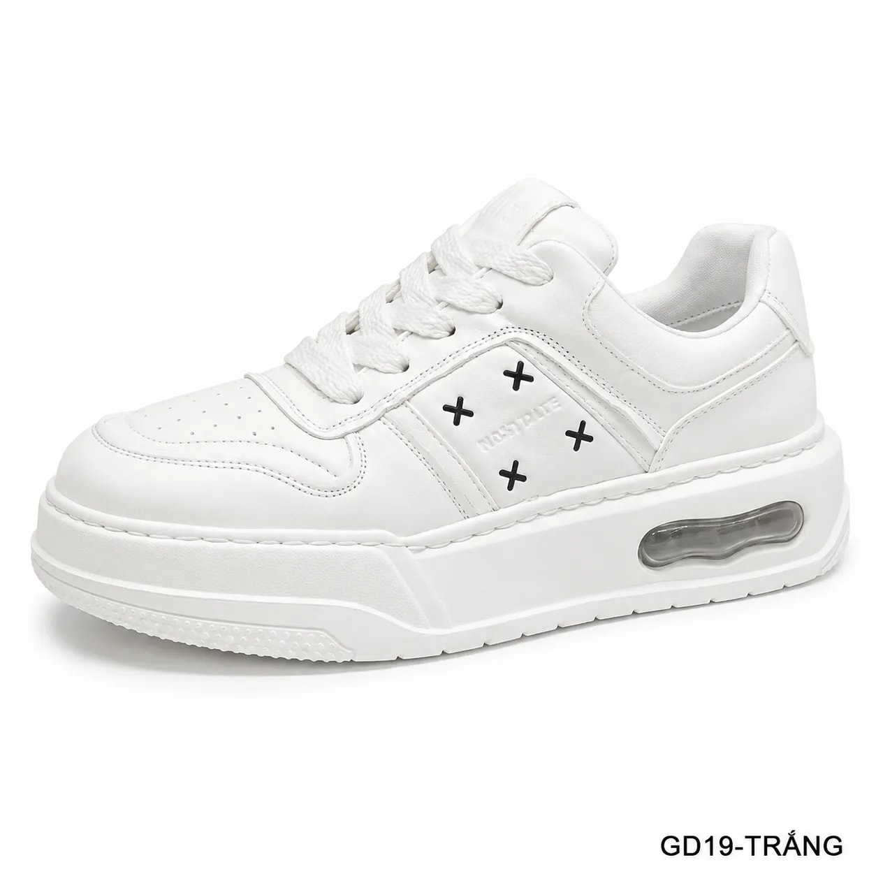 GD19 - Giày thể thao nam đế dày thoáng khí kiểu dad shoes da bò trắng đen