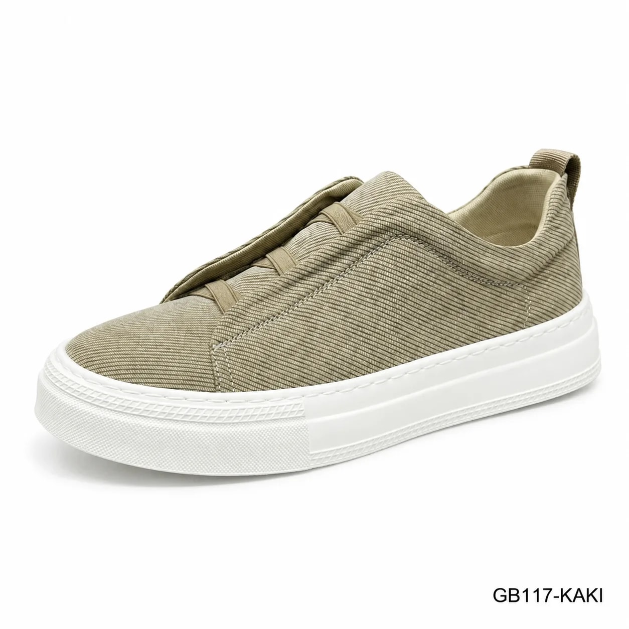 GB117 - Giày thể thao nam cổ thấp phong cách retro, chất vải mềm, đế cao su trắng, slip-on tiện lợi
