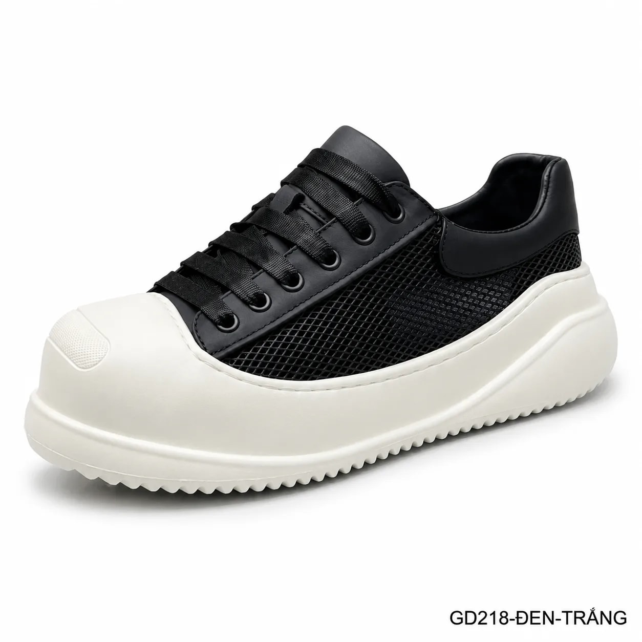 GD218 - Giày thể thao nam đế dày thoáng khí, phối màu đen trắng, phong cách retro năng động