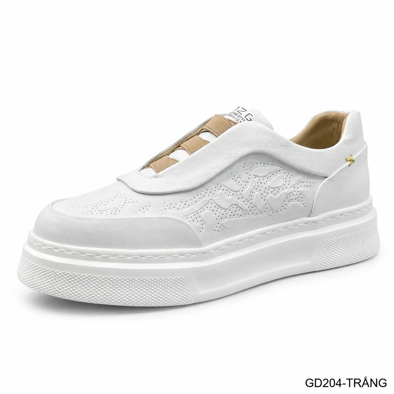GD204 - Giày thể thao nam trắng đế dày sang trọng, da thật mềm mại, phong cách retro hiện đại