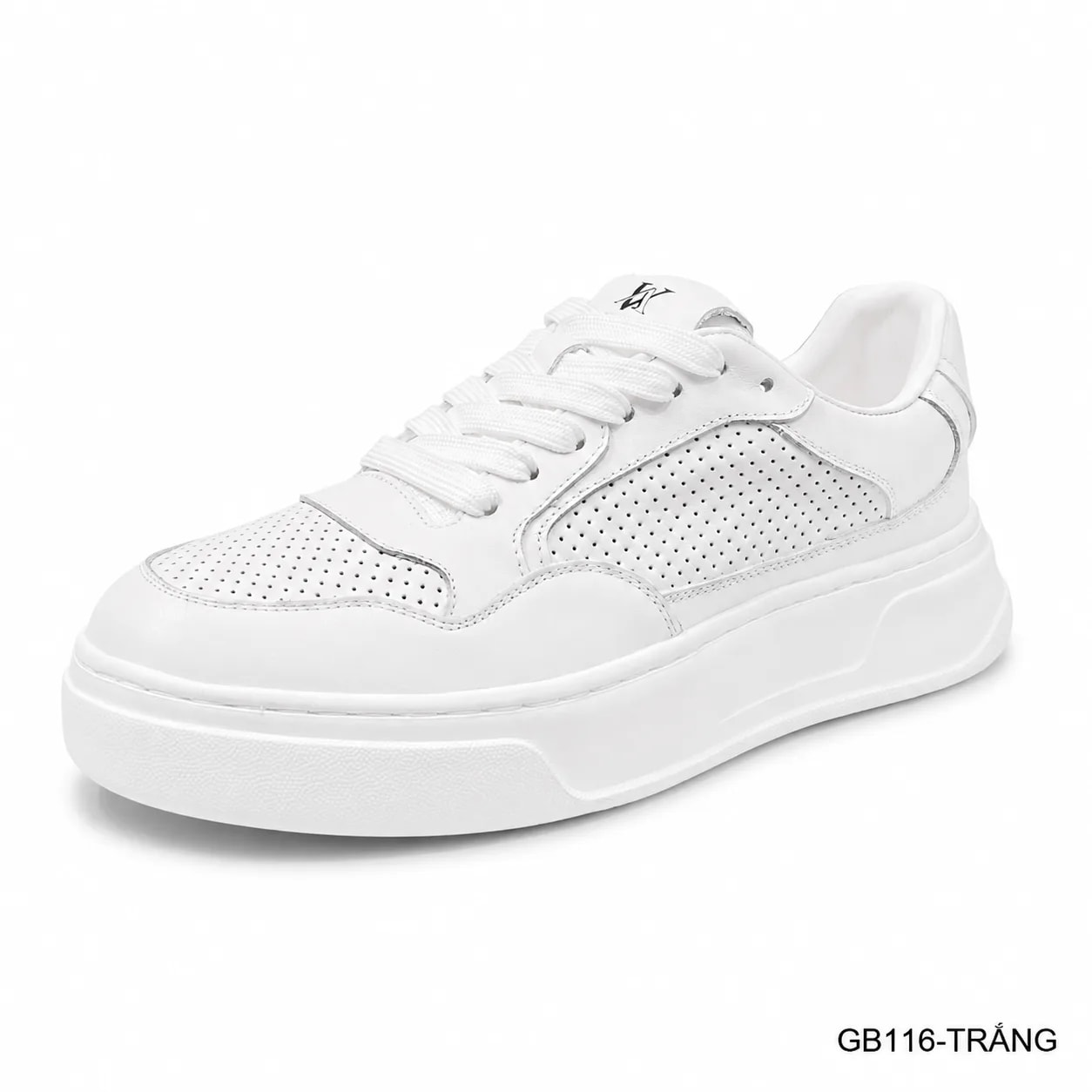 GB116 - Giày thể thao nam da thật đế dày, thoáng khí, phối màu trắng đen thời trang