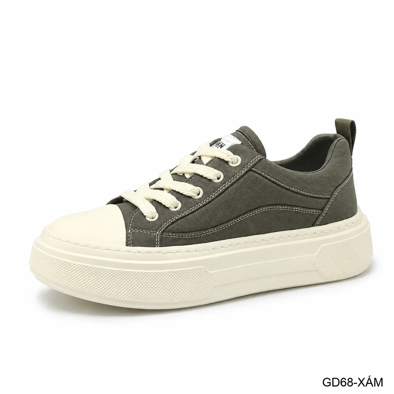 GD68 - Giày vải nam đế dày tăng chiều cao, phong cách retro thời thượng, màu Xám & Đen